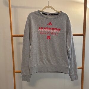 adidas Gray Huskers Volleyball Sweatshirt with Red Logo